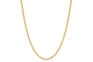 Fiusem 14K Gold Plated Wheat Chain Necklace for Men, 2/2.5/3/4/5mm Stainless Steel Necklace Chains for Men and Women 16-28 Inch