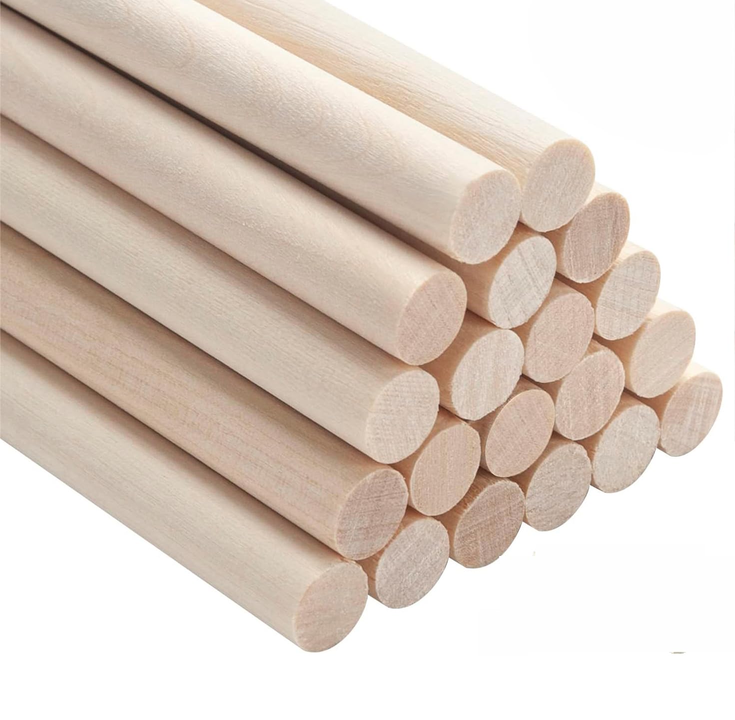 NANXJIUR 20 Pcs Wooden Dowel Rods Sticks Round Wood Dowels, 9.5x300mm Unfinished Hardwood Sticks, Macrame Dowel Wooden Sticks for Craftfor Arts and DIYers, Tiered Cake Support and Wedding Ribbon Wands