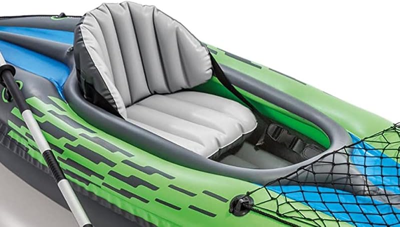 Challenger K1 Kayak 1 Man Inflatable Canoe with Aluminum Oars and Hand Pump, Green/Blue