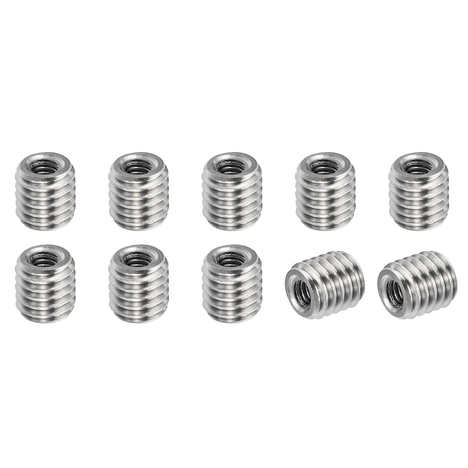PATIKIL 304 Stainless Steel Thread Adapters Sleeve Reducing Nut, 10 Pcs M5x0.8 Male to M2.5x0.45 Female Repair Insert Nut Screw Reducer 5mm