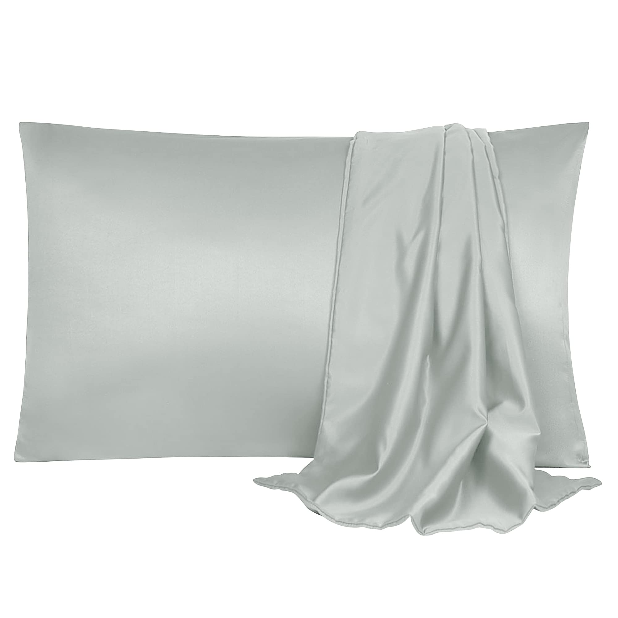 sourcing map Pillowcase Set Silk Satin Pillow Cases for Hair and Skin, Pillow Cases 2 pack with Envelope Closure Light Gray 50 x 75cm