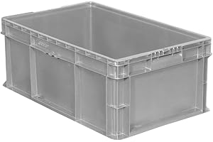 Buckhorn SW241507F101000 Plastic Straight Wall Storage Container Tote, (24-Inch x 15-Inch x 7-1/2-Inch), light grey