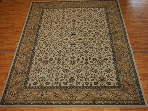 8' X 11' Overall Traditional Persian Tabriz Tan Rectangular Wool &amp; Silk Rug