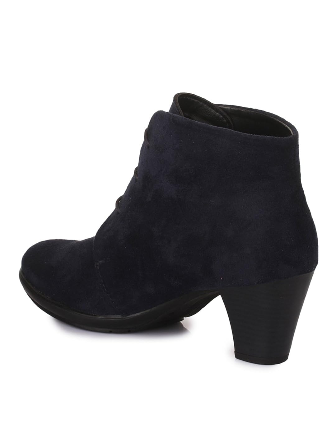 bruno manetti women (ay-102) navy blue suede leather heeled boots