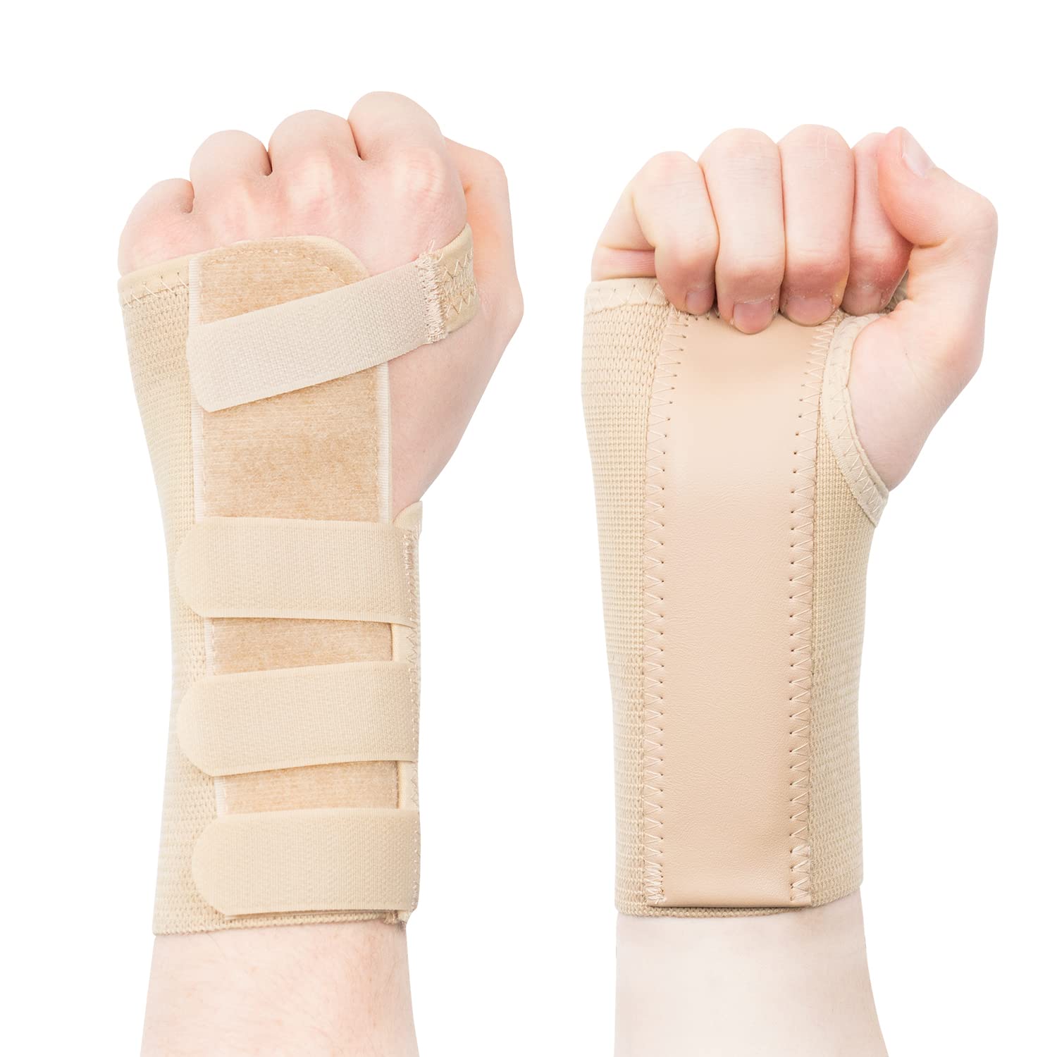 Actesso Tri-Weave Wrist Support Splint Brace - Relieves Pain from Carpal Tunnel, Fractures, Sprains and Joint Pain (Beige, Extra Large Right)