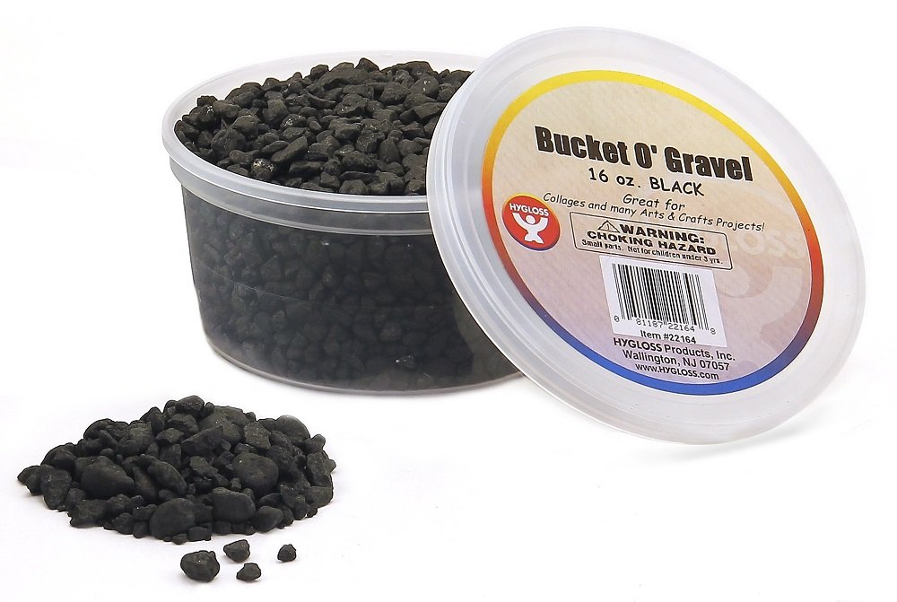 Hygloss Products Craft Rocks, Mini Stones for Art Projects - Bucket O' Gravel, Black, 1 lb
