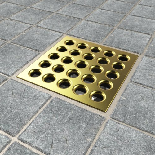 Ebbe E4402 Square Shower Drain Grate, Satin, Gold - Thumbnail 2