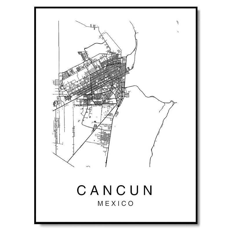 Amazon.com: Cancun Map Wall Art Poster Print Quintana Roo Mexico City ...