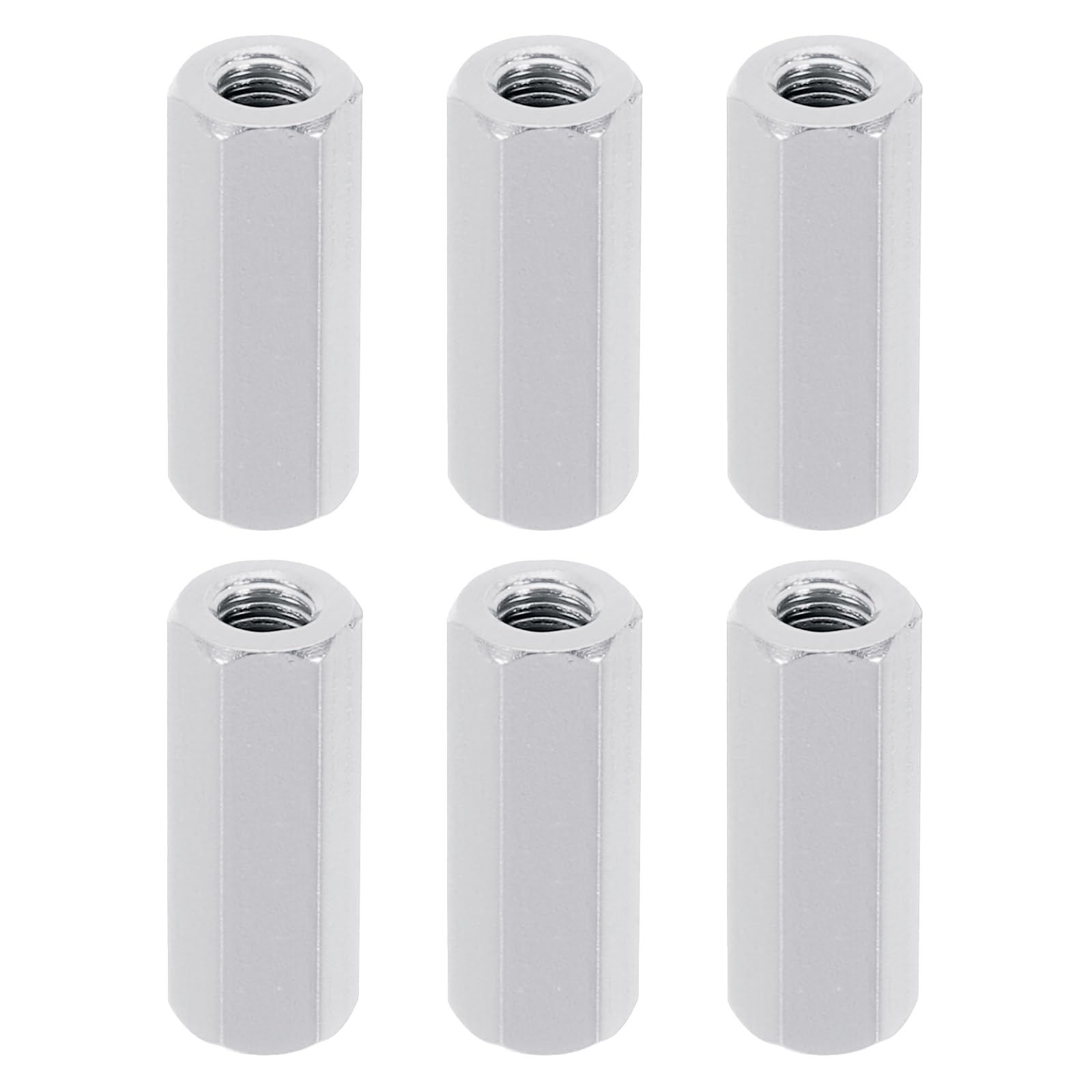 PATIKIL M3 Hex Nuts, 6pcs M3 Threaded Spacers Aluminum 15mm L Female Metal Spacer Screw Standoff for M3 Screw Bolts RC Car Drones Stacks Motherboard, Silvery