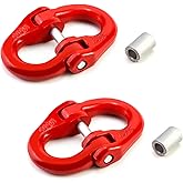QWORK G80 Alloy Steel Coupling Link, 2 Pack, 3/8" Hammer Lock Chain Connector, 7100 lbs Working Load Limit, Red