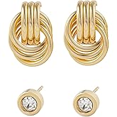 DEPHILA Trendy Gold Knot Earrings for Women Chunky Statement Drop Dangle Earrings
