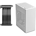 Aluminum Mini ITX Case with PCIe Riser, JOYJOM Mini PC Case, SFF Small Form Factor PC Case, TX Computer Gaming Case Supports GPU Graphics Card (White)