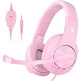 Headset for PS5 Games,PS4,Xbox,PC, Kids Headphones with Mic for School Supplies,Pink Headphones Wired for Girls,Headphones wi