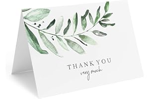 Bliss Collections Thank You Cards with Envelopes, Rustic Greenery, All-Occasion Thank You Cards for Weddings, Bridal Showers, Baby Showers, Birthdays, Parties and Special Events, 4"x6" (Pack of 25)