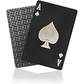 CMJO Waterproof Playing Cards, Deck of Cards, Black Plastic Cards for Party Games