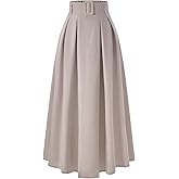 winkbay Women's Elegant High Waisted Maxi Skirt Dressy Casual Belted A Line Flowy Work Office Skirts