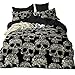 Suncloris,Golden Skull,3PC Microfiber Skeleton Bedding Sheet Set .Included:1Duvet Cover,2Pillowcase(no Comforter Inside) (Queen)