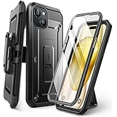 SUPCASE for iPhone 15 Case with Stand & Belt-Clip(Unicorn Beetle Pro), [Built-in Screen Protector] [Military-Grade Drop Protection] Heavy Duty Rugged Phone Case for iPhone 15 6.1 Inch 2023, Black