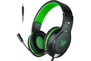 KHAZNEH H-10 Gaming Headset for PS4, Xbox One, PC, PS5, Nintendo Switch, Stereo Wired Noise Cancelling Over Ear Headphones with Mic for Kids Adults, Bass Surround, Soft Memory Earmuffs, Green