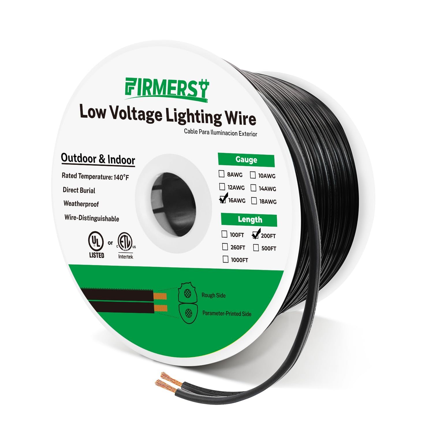 Photo 1 of FIRMERST 16/2 Low Voltage Landscape Wire Outdoor Lighting Cable 200 Feet