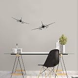 LELE LIFE 2Pcs Airplane Wall Sticker Black Removable DIY Aircraft Decal Kids view 4