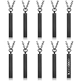 CHGCRAFT Stainless Steel Rectangle Pendant Necklace Blank Charm Necklace Engravable Rectangle Pendants with Chain Bar Pendant Necklace Birthday Gift