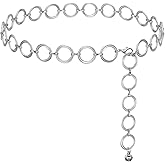 WHIPPY O-Ring Metal Waist Chain Belt Women Fashion Adjustable Body Link Belts for Jeans Dresses