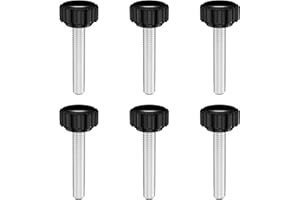 MewuDecor M6 x 30mm Threaded Knurled Thumb Screws, Round Plastic Clamping Knobs Grip Thumbscrew Bolts, Carbon Steel, Black, 6 PCS