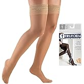 Truform Sheer Compression Stockings, 8-15 mmHg, Women's Thigh High Length, 20 Denier, Beige, Large