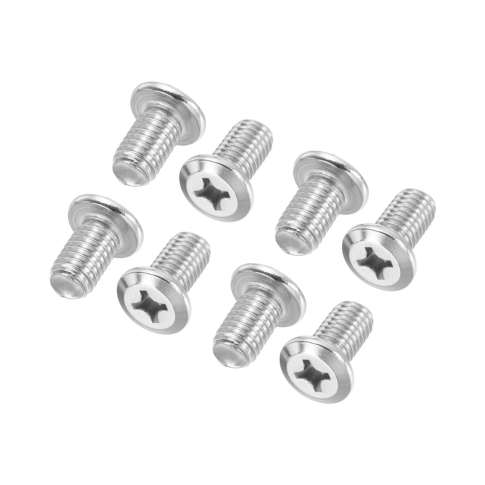 PATIKIL Flat Round Head Phillips Screws, 8 Pack M8-1.25 x 14mm Binding Screws 304 Stainless Steel 18-8 Full Thread, Phillips Drive Machine Screw Furniture Screw Connector Bolts