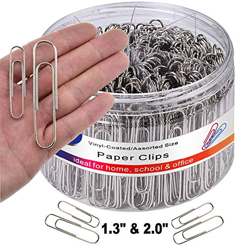 Vinaco Paper Clips Non Skid, 500PCS Medium and Jumbo Paper Clips (1.3