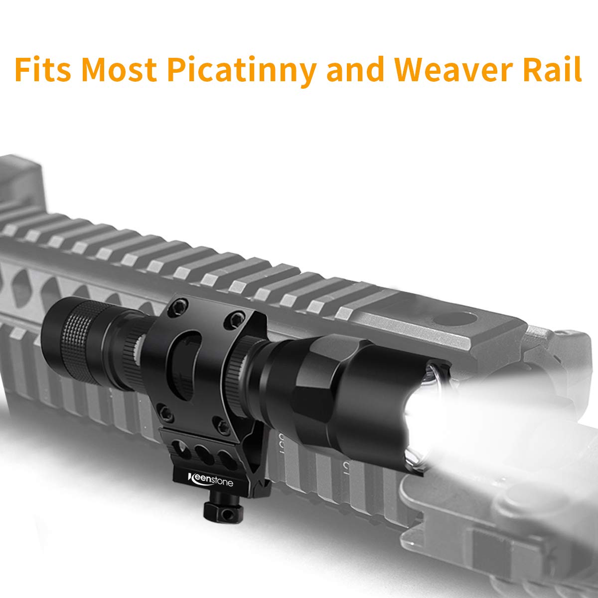 Tactical Flashlight with Picatinny Rail Mount, Keenstone 800 Lumen LED Light Waterproof Tactical Picatinny Flashlight for Home Use or Outdoor Hunting Camping include with Batteries and Portable Clip