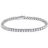 5.2-17 Carats Moissanite Diamond Tennis Bracelet for Women Men 18k White Gold Gold Plated 925 Sterling Silver Bracelet 3mm/4mm/5mm DEF Color VVS Round Cut Lab Created Moissanite Diamond Bracelet with GRA Certificate