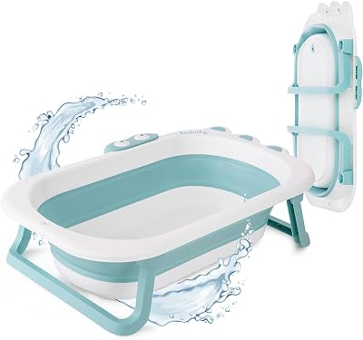Babify Shower - Vasca da bagno pieghevole senza cuscino da bagno, pieghevole, ultra compatto, antiscivolo, colore: menta