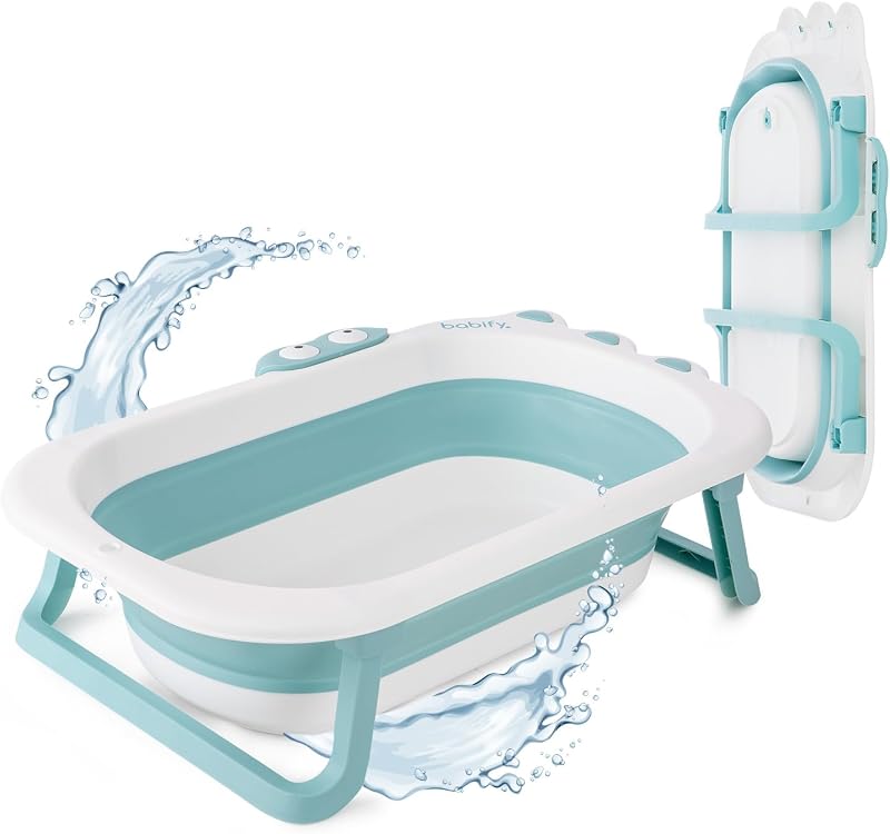 Babify Shower - Vasca da bagno pieghevole senza cuscino da bagno, pieghevole, ultra compatto, antiscivolo, colore: menta