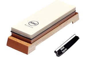 Japanese Knife Sharpener 1000/6000 Grit and Knife Angle Holder Set by B&B japan for Stainless Steel Cutlery and Pointed Carver, Best for Long-Lasting Sharpness, "KING" Trade Mark