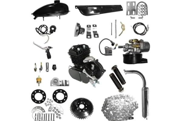 Kit Motor para Bicicleta Motorizada 80cc, 2 Tempos, Completo com Corrente e Acessórios (Preto)