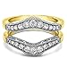 TwoBirch Sterling Silver Vintage Filigree and Milgrained Contour Ring Guard With Cubic Zirconia (0.75 ct.)