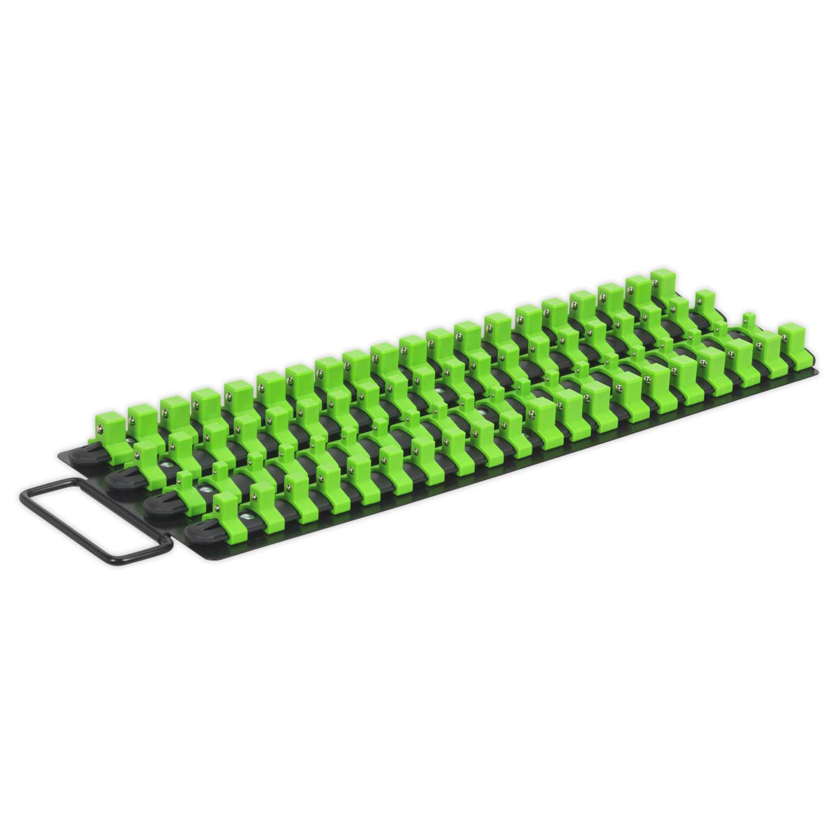 Sealey Ak27051Hv Socket Rail Tray Hi-Vis Green 1/4in, 3/8in & 1/2in Sq Drive