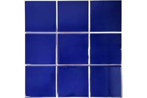 DYARI Set of 9 Ceramic Tiles 3.94 x 3.94 Solid Color Versatile and Long-Lasting Wall and Floor Decor Backsplash Kitchen Bathroom (Royal Blue)