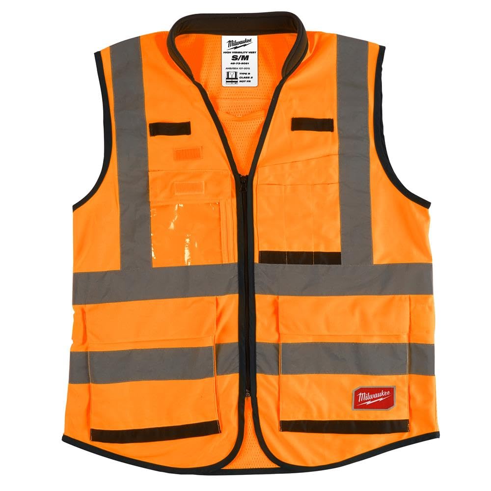 Milwaukee Premium Hi Visibility Vest 15 Pockets Orange Size L/XL