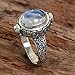 NOVICA Artisan Handmade Rainbow Moonstone Cocktail Ring .925 Sterling Silver Indonesia Clear 'Magic Portal'