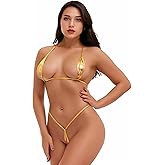 EVAbaby Women 2Pcs Halter Neck Bra Tops Thong Micro Bikini Set Sexy Swimwear Beachwear Swimsuit Extreme Lingerie Bathing Suit