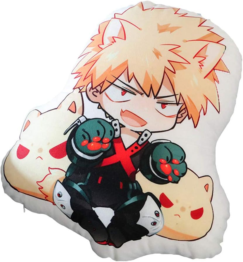 Bowinr My Hero Academia Throw Pillow, Izuku Midoriya Bakugou Katsuki Todoroki Shoto Ochaco Uraraka Lovely Doll Toy Pillow, Best Gift for Anime Fans (50CM Bakugou Katsuki)