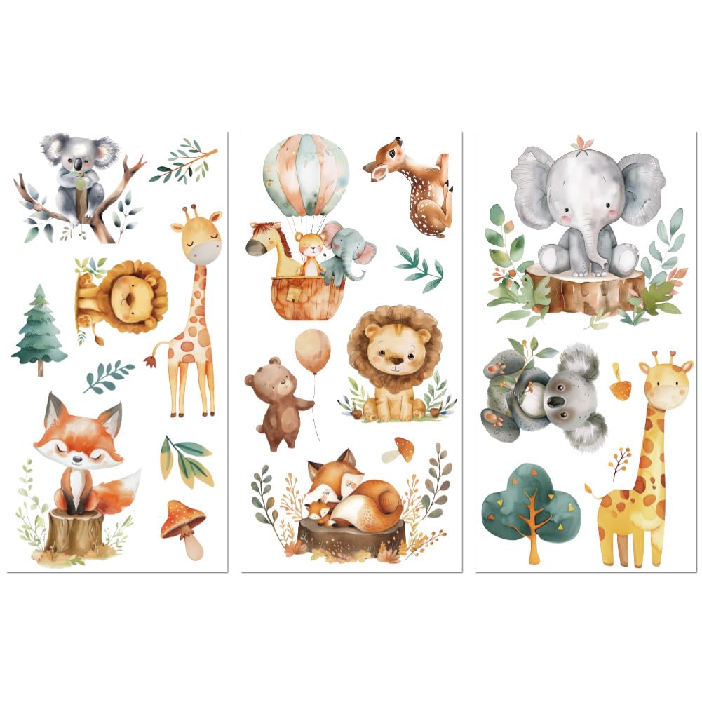 Peacoblue Rub on Transfers for Crafts 3Pcs Light Watercolor Forest Animals 15cmx30cm, UV DTF Waterproof Furniture Transfer for Chest of Drawer Dresser Glass Porcelain Wood Plastic