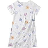 Ukyzddio Girls Cotton Nightgowns Short Sleeve Sleep Shirt Princess Nightdress