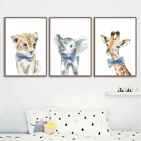 RuYun Bebé niño vivero Azul Marino decoración Animales de Safari