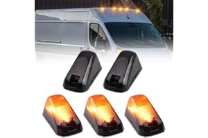 VANKUB 5 PCS Smoked Lens LED Cab Roof Marker Lights for 2014-2023 Dodge RAM PROMASTER 1500 2500 3500 Led Roof Running Lights,