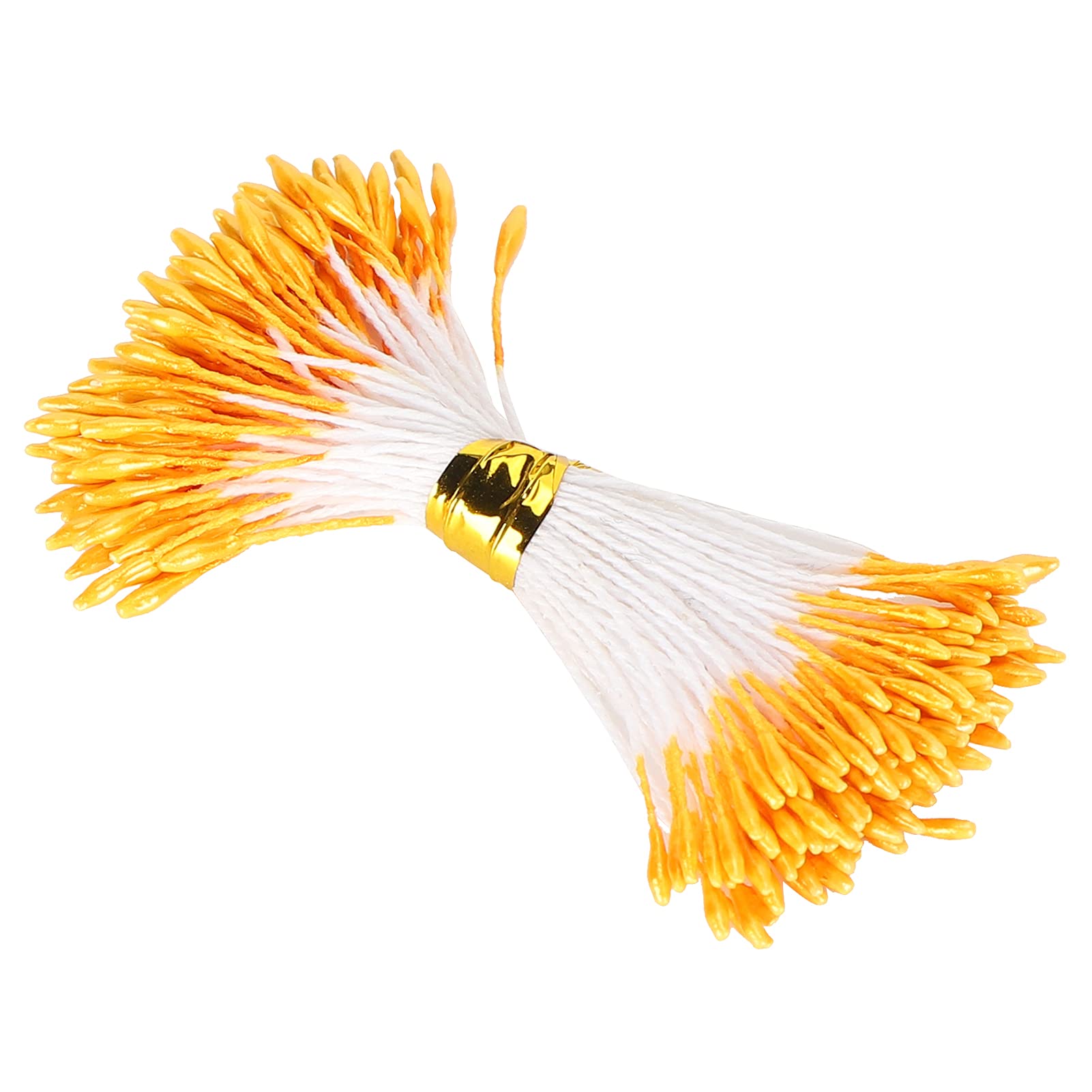 HERCHR Christmas Stems,900Pcs Yellow Artificial Flower Stamen,Double Heads Artificial Pearl Stamens 1mm Mini Flower Stamen Pistil Artificial Glitter Berry Stem for Scrapbooking Craft Decoration