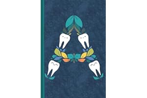 Dental Gifts-Letter A with Teeth and Tree Leaves Notebook Blank Lined Journal by Happimola